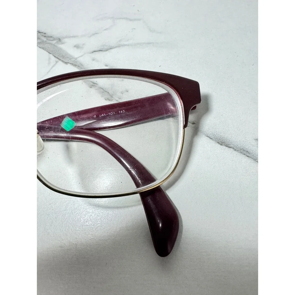 Prada VPR 16U Burgundy Gold Rectangular Eyeglasses Italy 53-16-140 Authentic